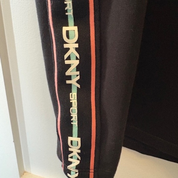 DKNY Sport slip dress sz S cotton blend black with DKNY logo side stripes - Picture 2 of 11